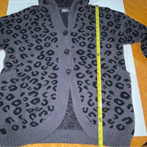 Sweet Lovely by Jenn, Chunky Leopard Knit Button Down Hooded Cardigan, S/M - Picture 8 of 11